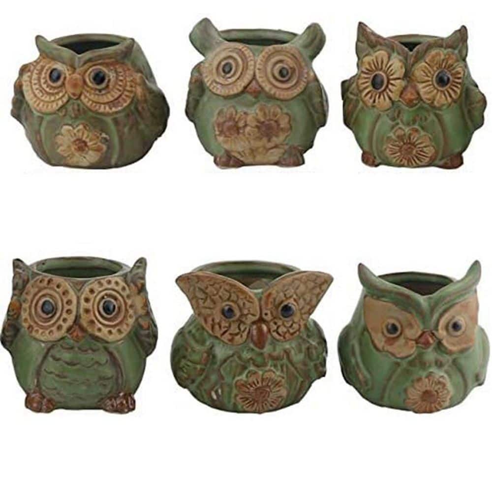 2.7in. L x 2.7 in. W x 2.5 in. H Colorful Indoor Ceramic Animal Succulent Flower Planter Pots 6-Pack Cute Owl Decor price history on PriceWatchPro