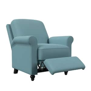 Sky Blue Linen-Like Fabric Push Back Recliner Chair