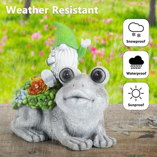 Oumilen Solar Powered Decorative Lamp, Frog Elf Resin Decorative