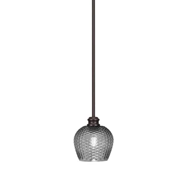 Unbranded Albany 60-Watt 1-Light Espresso Shaded Pendant Light with Smoke Textured Glass Shade, No Bulbs Included