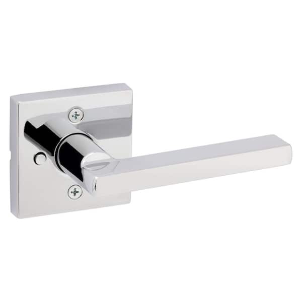 Bed and Bath Levers Without Key and Locked Inside with Turn-Thumb Euro Door Lever Hardware Straight Lever Door Lever Locks Reversible Left or Right in Satin Nickel Privacy 1 Pack