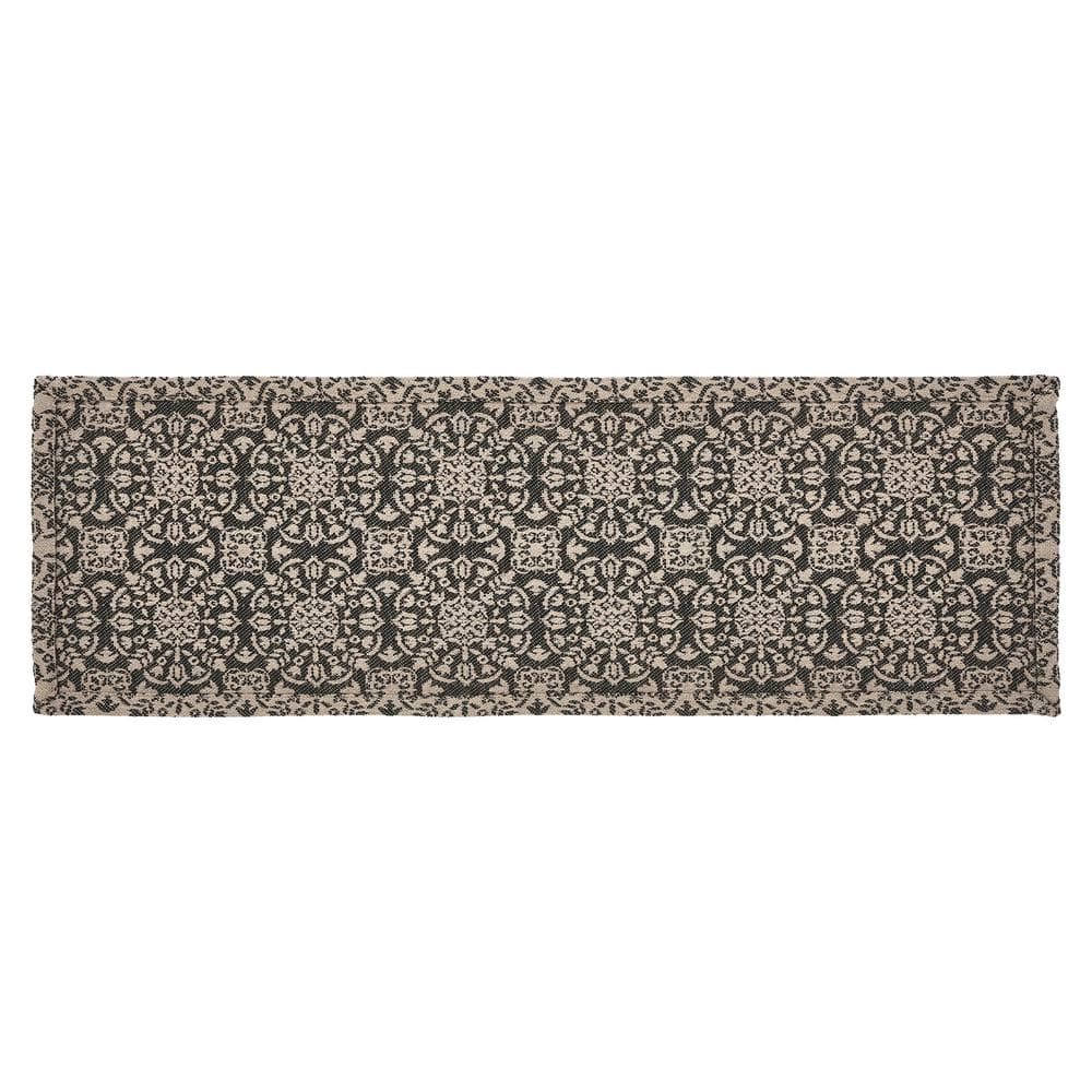 Natural Cotton Medallion Pattern Table Runner 12x48