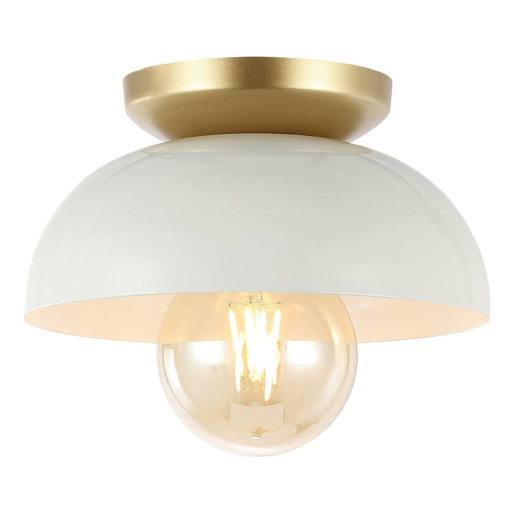 Paulina 8.5" White and Gold LED Flush Mount Ceiling Light