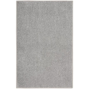Essentials 2 ft. x 4 ft. Silver Gray Solid Contemporary Indoor/Outdoor Patio Kitchen Area Rug