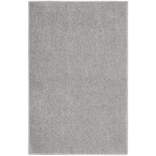 Essentials doormat 2 ft. x 4 ft. Silver Gray Solid Contemporary Indoor/Outdoor Patio Kitchen Area Rug