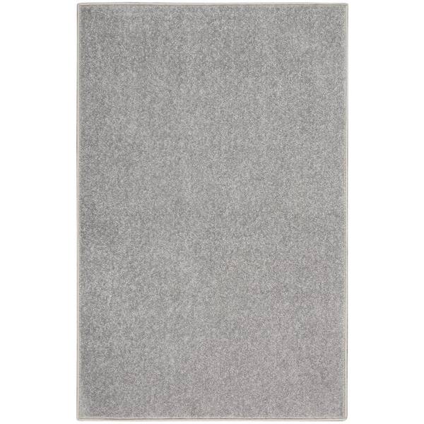 Essentials doormat 2 ft. x 4 ft. Silver Gray Solid Contemporary Indoor/Outdoor Patio Kitchen Area Rug