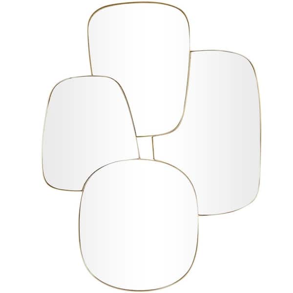 CosmoLiving by Cosmopolitan 39 in. x 30 in. Rectangle Framed Gold Wall Mirror with Varying Shapes