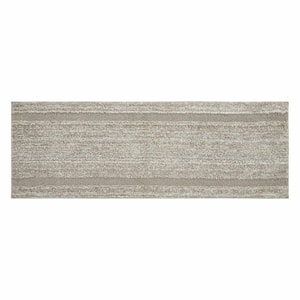 Heathered 20 in. 60 in. Taupe Hotel Border Polyester Rectangle Bath Rug Runner