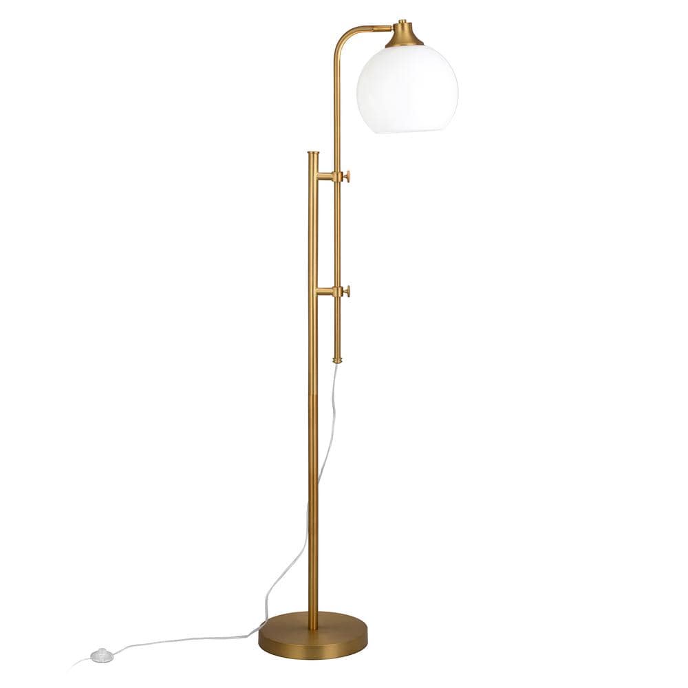 Meyer&Cross Antho 68 in. H Adjustable Brass Floor Lamp with White Milk Glass  Shade FL1082 - The Home Depot