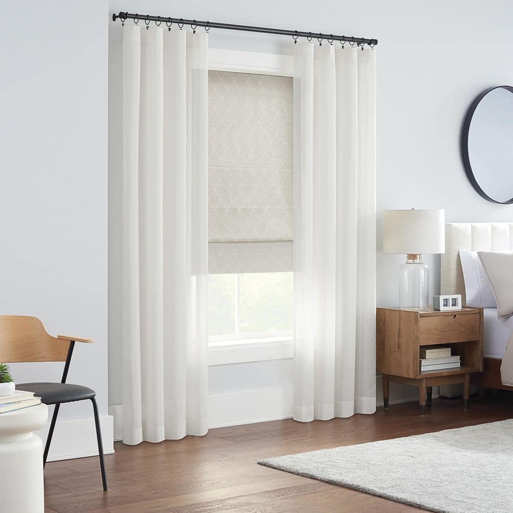 Ivory Cordless Blackout Woven Roman Shade 27" x 64"