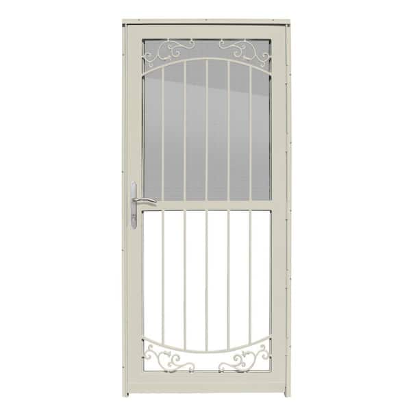 Unique Home Designs 32 in. x 80 in. Waterford Almond Recessed Mount All Season Security Door with Self-Storing Glass and Screen