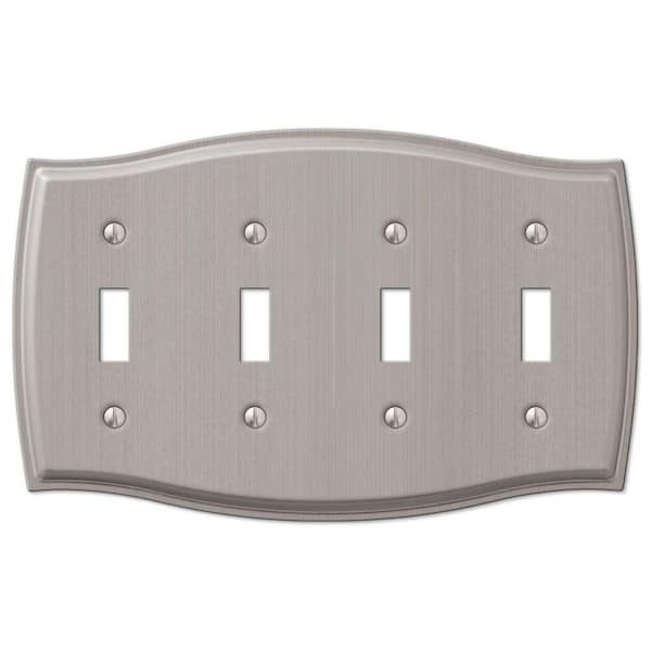 Vineyard 4 Gang Toggle Steel Wall Plate - Brushed Nickel