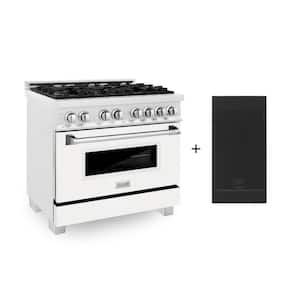 36 in. 6 Burner Dual Fuel Range with White Matte Door in Fingerprint Resistant Stainless Steel with Griddle