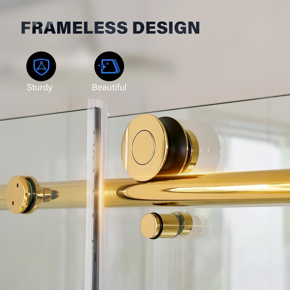 60 in. Titanium Gold Frameless Sliding Shower Door with Clear Glass