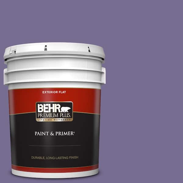 BEHR PREMIUM PLUS 5 gal. #650D-6 Purple Silhouette Flat Exterior Paint & Primer