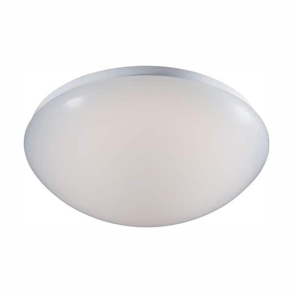Commercial Electric 11 in. Low-Profile 1-Light White LED Puff Flush Mount