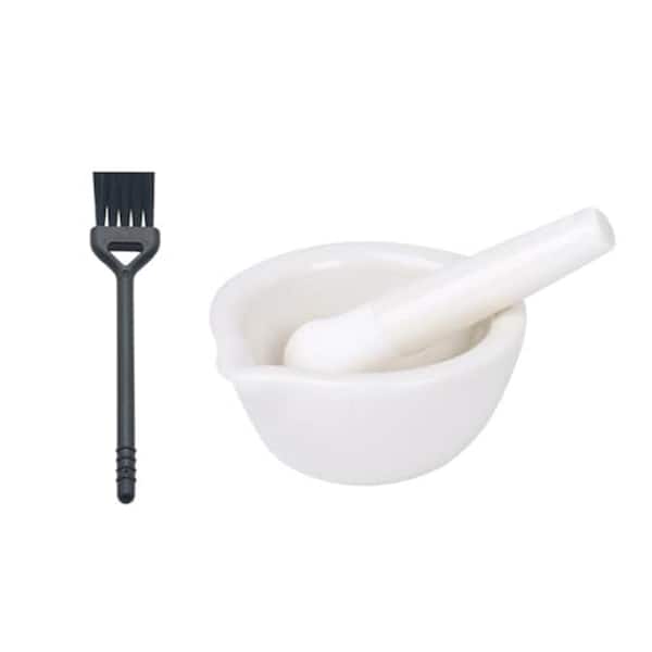 Ceramics Mortar and Pestle Bowls White Porcelain Pills Crusher Handheld Spice Grinding Mill Set with Brush