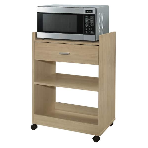 Signature Home SignatureHome Dellow Beech Finish Wood Kitchen Cart With 4 Wheels 2 Lockable; 2 Unlockable. (24Lx15Wx32H)