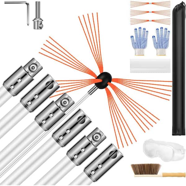20 ft. Flexible Chimney Sweep Kit with 6 Rods and 3 Replaceable Bristles