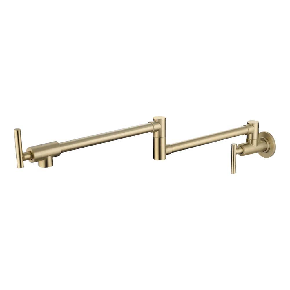 GTIN 611419146618 product image for Wall Mounted Folding Pot Filler with Double-Handle Brass Stretchable Kitchen Sin | upcitemdb.com
