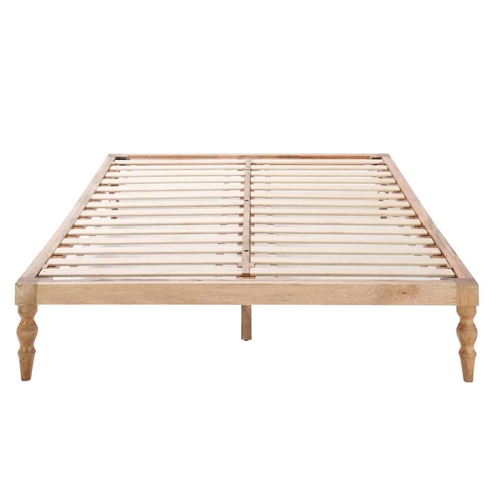 Rhonda Brown Natural 61 in. x 81 in. x 13.50 in. Platform Bed with Easy Assembly