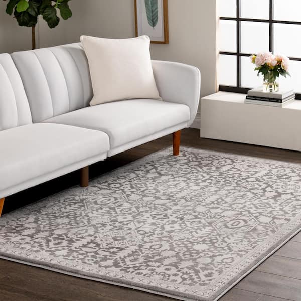 Skyline Gray/Beige Doormat 3 ft. x 5 ft. Floral Area Rug