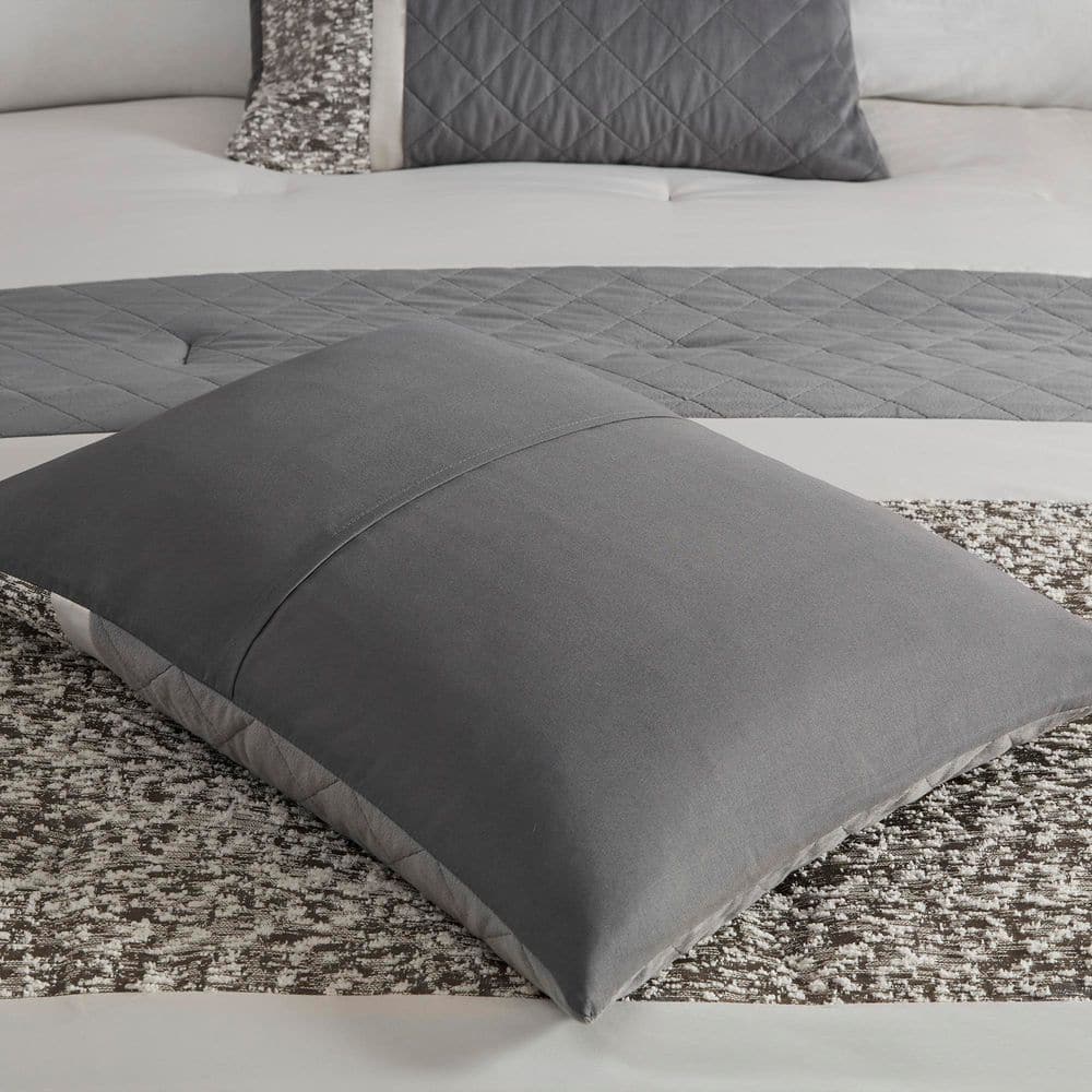 Gray Queen Jacquard Microfiber 7-Piece Comforter Set