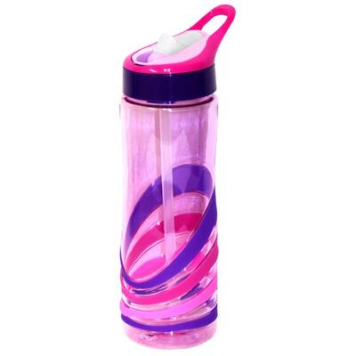 19 oz Pink Green Canteen DWPTBCG-300-PI Double Wall Tritan Plastic Hydration Bottle Crackle Gel with Sippy Cap 