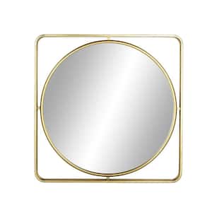 34 in. x 34 in. Round Framed Gold Wall Mirror