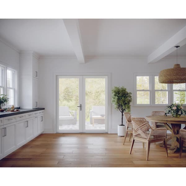 72 in. x 80 in. Left-Hand/Outswing Primed Fiberglass French Patio Door w/ Low-E Glass and Nickel-Handle