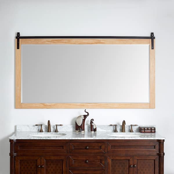 Cortes 72 in. W x 39.4 in. H Rectangular Framed Wall Bathroom Vanity Mirror in Pine