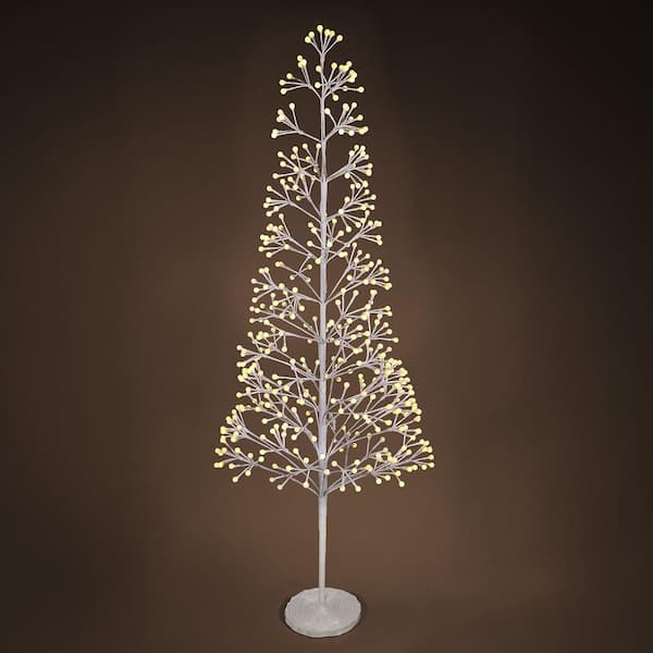 6 ft. White Pre-Lit LED Firework Lighted Tree Artificial Christmas Tree with 420 Warm White LED Light