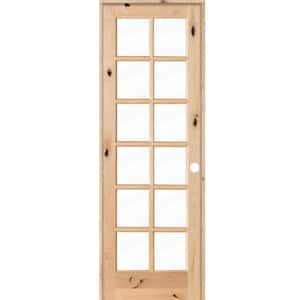 30 in. x 96 in. Knotty Alder 12-Lite Low-E Insulated Clear Glass Solid Wood Left-Hand Single Prehung Interior Door