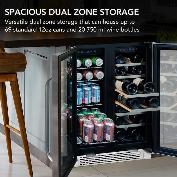 Whynter 24 in. Dual Zone 20-Wine Bottle 69 Can Beverage