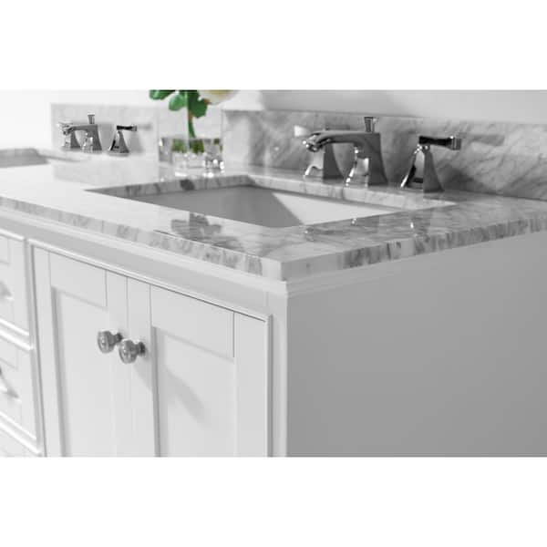 Ancerre Designs Audrey Depot with White in. Vanity D W VTS-AUDREY-60-W-CW The Basin Top in. Carrara White in 60 with - in x Marble Home White Vanity 22
