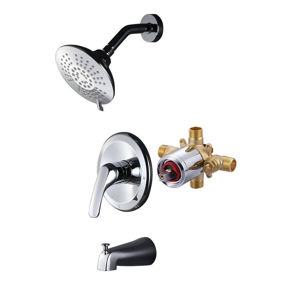 Wall Mounted Single Handle Brass 5-Spray Tub and Shower Faucet Trim Kit 1.8 GPM in. Polished Chrome (Valve Included) price history on PriceWatchPro