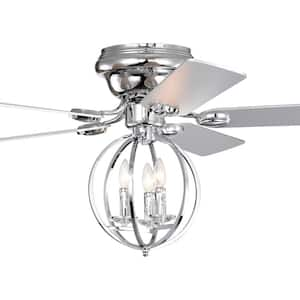 52 in. Indoor Flush Mount Chrome Ceiling Fan with Light Kit and Remote control