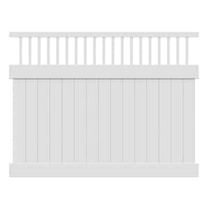 Rainier 6 ft. x 8 ft. White Vinyl Closed Picket Top Fence Panel