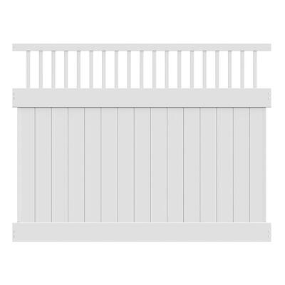 Rainier 6 ft. x 8 ft. White Vinyl Closed Picket Top Fence Panel