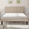 VECELO Upholstered Premium Platform Bed Frame ，60.4 in.W，Beige Queen ...