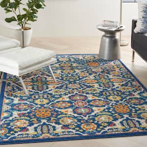 Allur Navy Multicolor 3 ft. x 5 ft. All-over design Transitional Area Rug