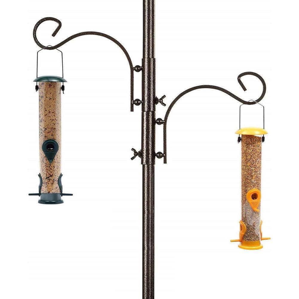Deluxe Black Metal Bird Feeding Station with Bird Bath