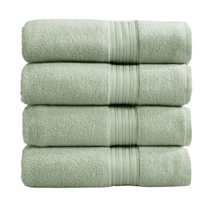 Green Striped 100% Cotton Bath Towel (Set of 4)