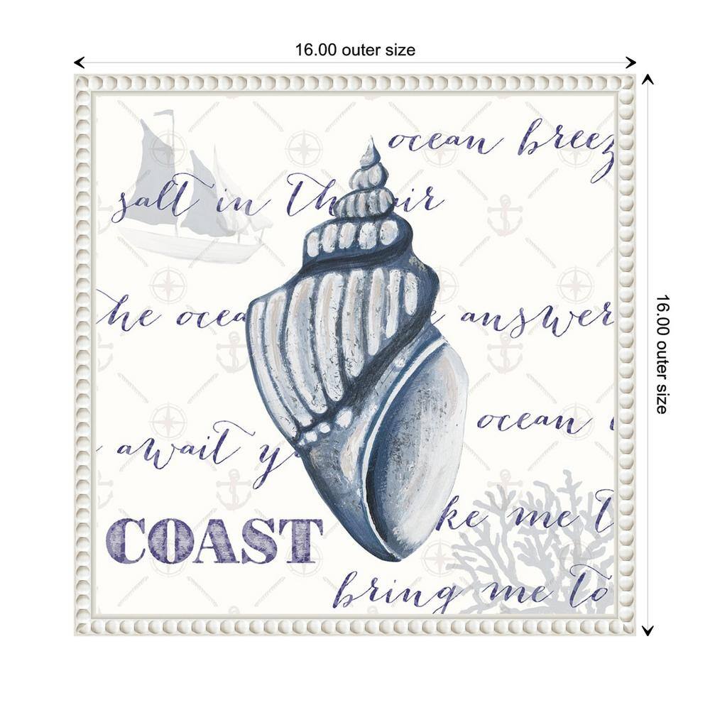 Indigo Ocean Treasures III Coastal Canvas Art with White Floater Frame