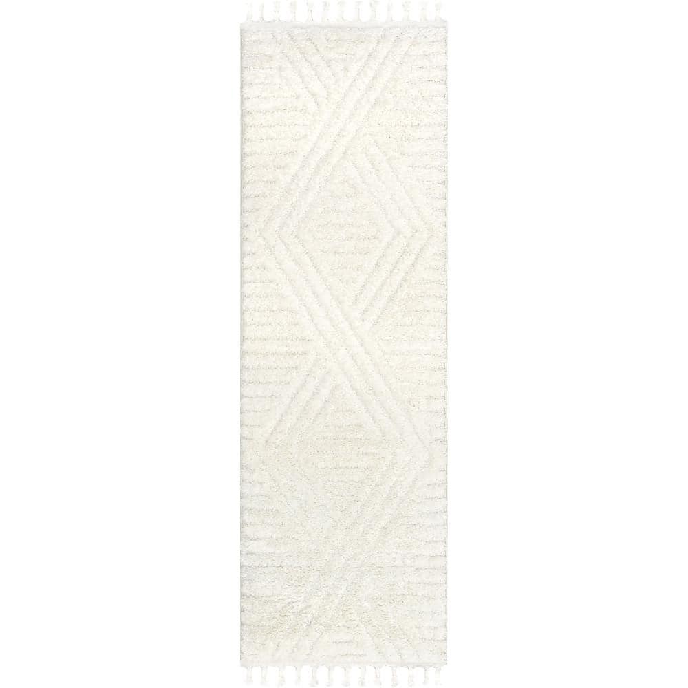 nuLOOM Risette Geometric Shag Tassel Beige 2 ft. 8 in. x 8 nuLOOM Risette Geometric Shag Tassel Beige 2 ft. 8 in. x 8