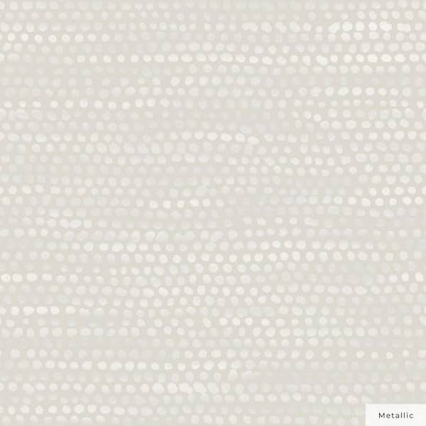Metallic Pearl Grey Moire Dots Vinyl Peel and Stick Wallpaper Roll (Covers 15.37 sq. ft. )