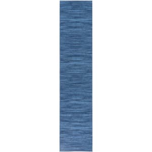 Washables Blue 2 ft. x 8 ft. Abstract Contemporary Runner Area Rug