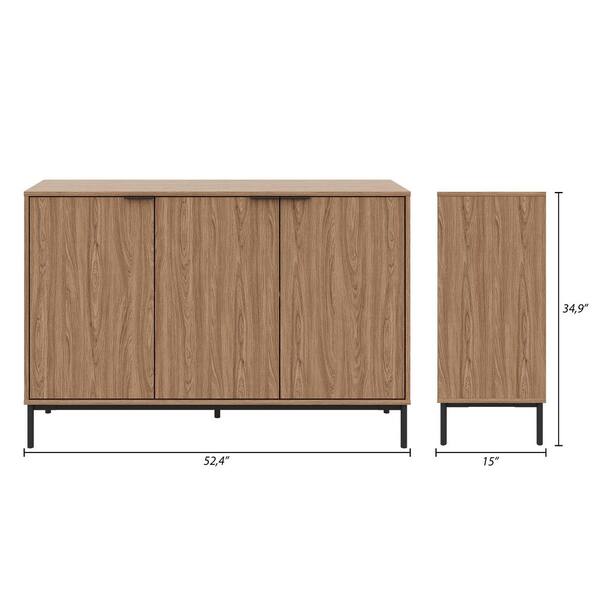 Nexera Connor Light Walnut Composite 3-Door Buffet 157892 - The