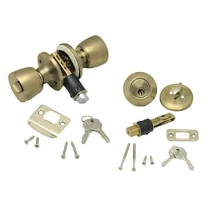 Combo Lock Set with Knob Lock and Dead Bolt - Polished Brass
