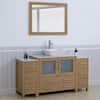Vanity Art 60 in. W Single Basin Natural Oak Bath Vanity with White Engineered Marble Top and Mirror VA3136-60NO